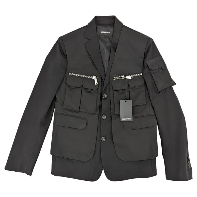 Featured product image of dsquared2-s74fz0034-mens-waistcoat-jacket-black-lapel-neck