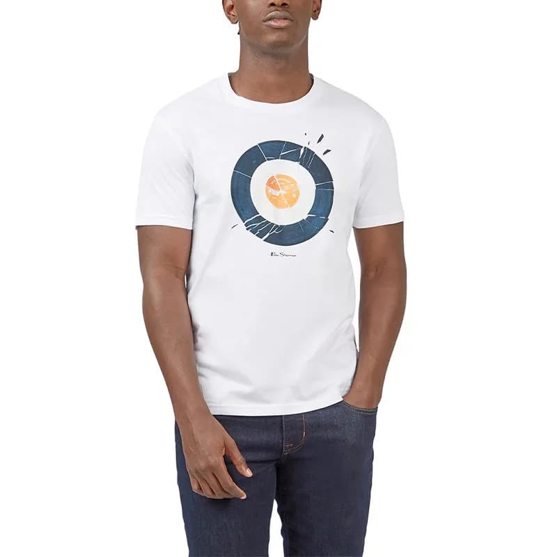 Featured product image of ben-sherman-8148-mens-t-shirts-crew-neck-target-logo-short-sleeve-white