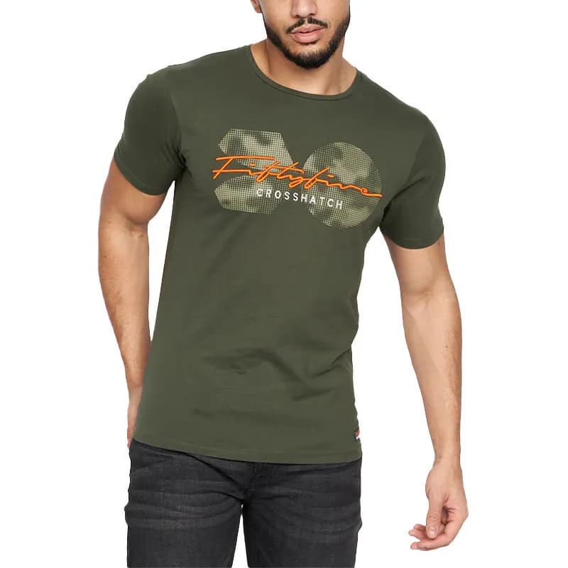Featured product image of cross-hatch-cremlike-mens-t-shirts-crew-neck-short-sleeve-drak-green