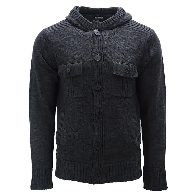 Featured product image of pull-and-bear-mens-cardigan-long-sleeve-hoodie-regular-knitted-pullover-jumper