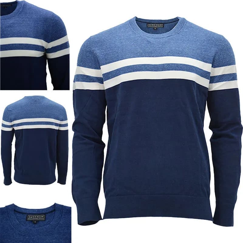 Featured product image of zara-mens-sweatshirts-regular-fit-crew-neck-soft-pullover-casual-ribbed-jumpers
