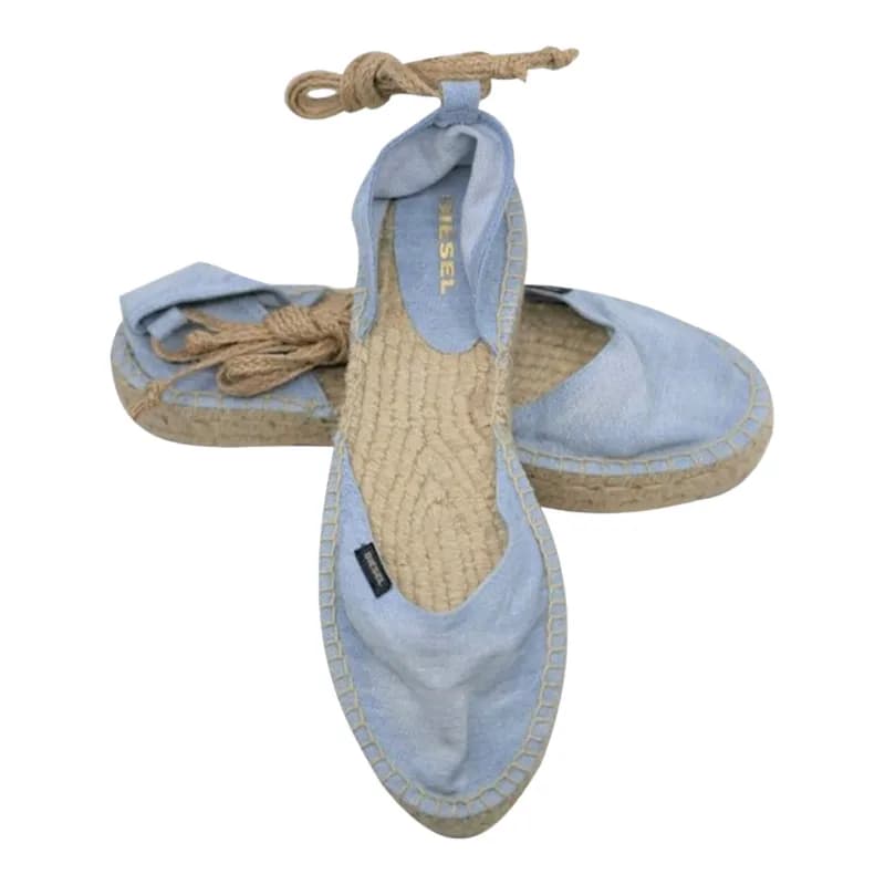 Featured product image of diesel-espadrillas-rags-womens-sandals-denim-lace-up-shoes-light-blue