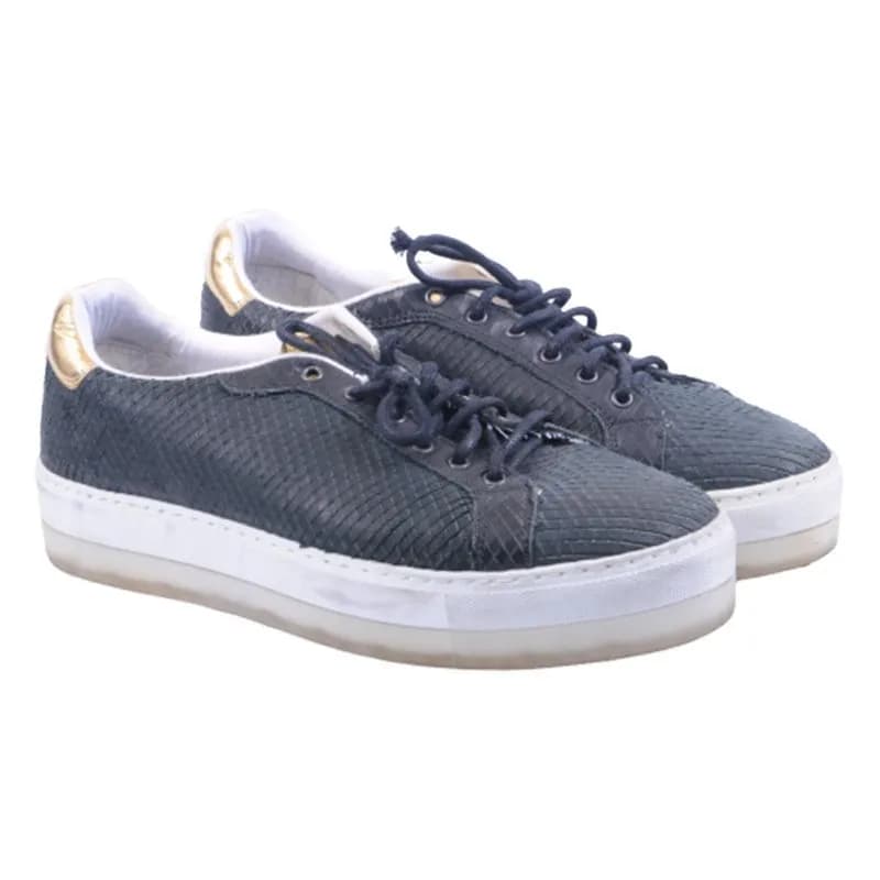 Featured product image of diesel-womens-trainers-lace-up-leather-sneakers-casual-black-shoes-rrp-190