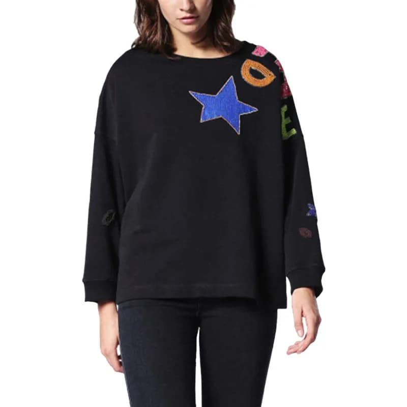 Featured product image of diesel-f-gertrude-r-womens-sweatshirts-back-button-jumper-cotton-black-cardigan
