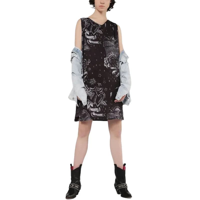 Featured product image of diesel-d-may-womens-long-dress-v-neck-ebony-casual-party-outwear-sleeveless-top