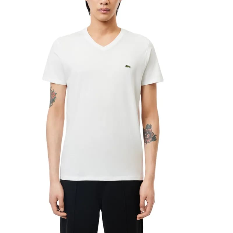 Featured product image of lacoste-th6710-mens-v-neck-t-shirt-pima-regular-fit-white