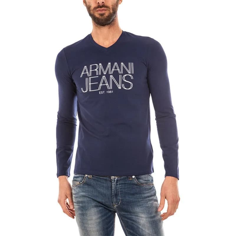 Featured product image of armani-jeans-6x6t11-6j0az-mens-t-shirts-v-neck-long-sleeve-casual-blue-aj-tee