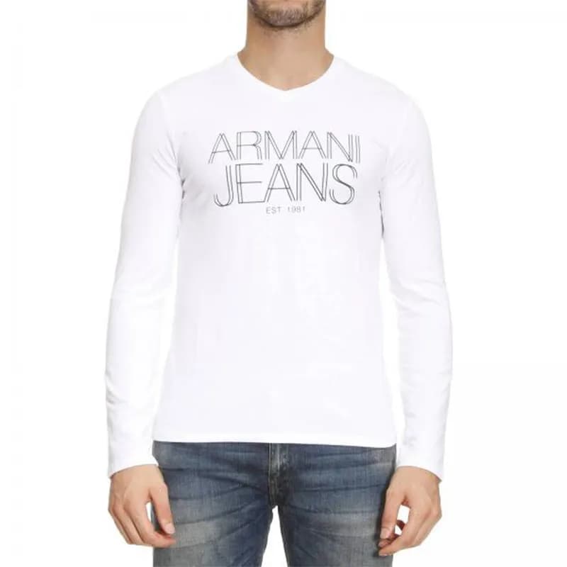 Featured product image of armani-jeans-6x6t11-6j0az-mens-t-shirt-v-neck-long-sleeve-casual-white-aj-tops