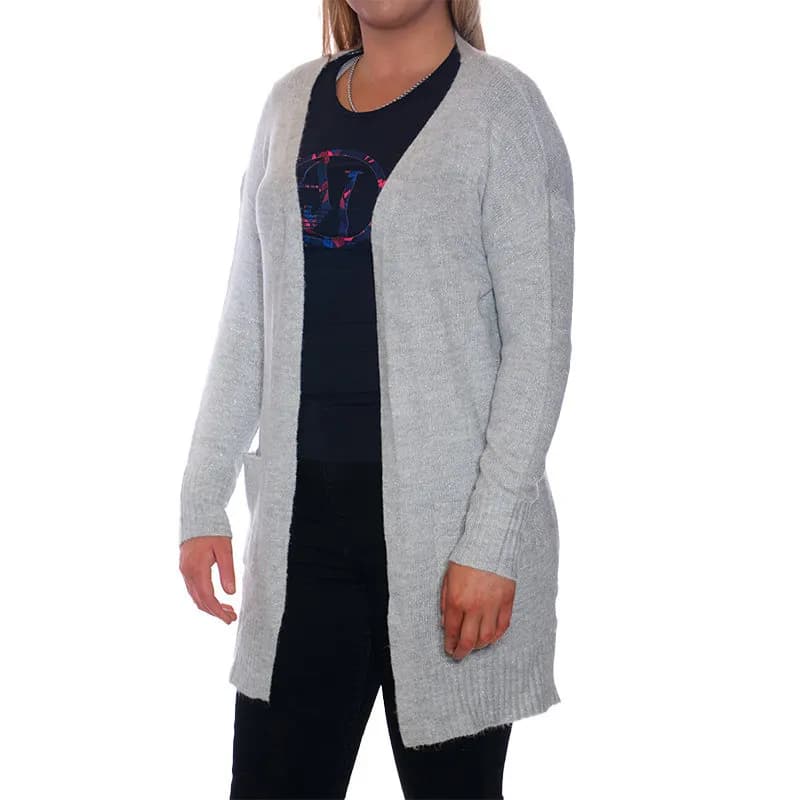 Featured product image of zara-womens-open-glittery-cardigan-ladies-knit-jumper-light-grey