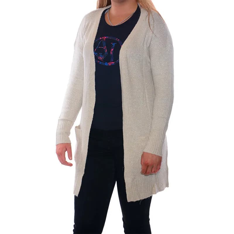 Featured product image of zara-womens-open-glittery-cardigan-ladies-knit-jumper-light-brown