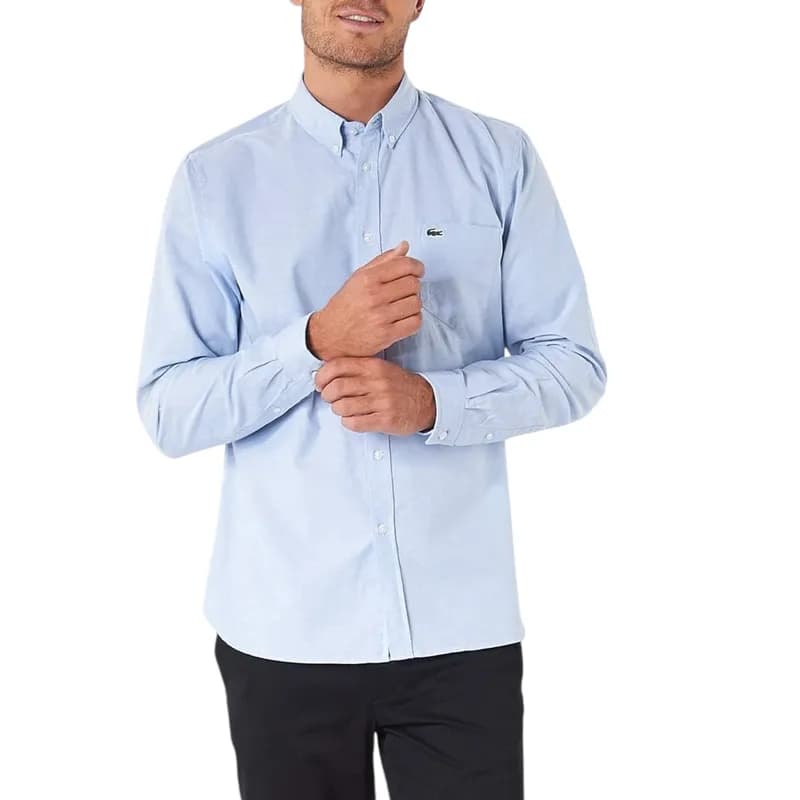Featured product image of lacoste-ch4976-mens-oxford-shirts-long-sleeve-sky-blue