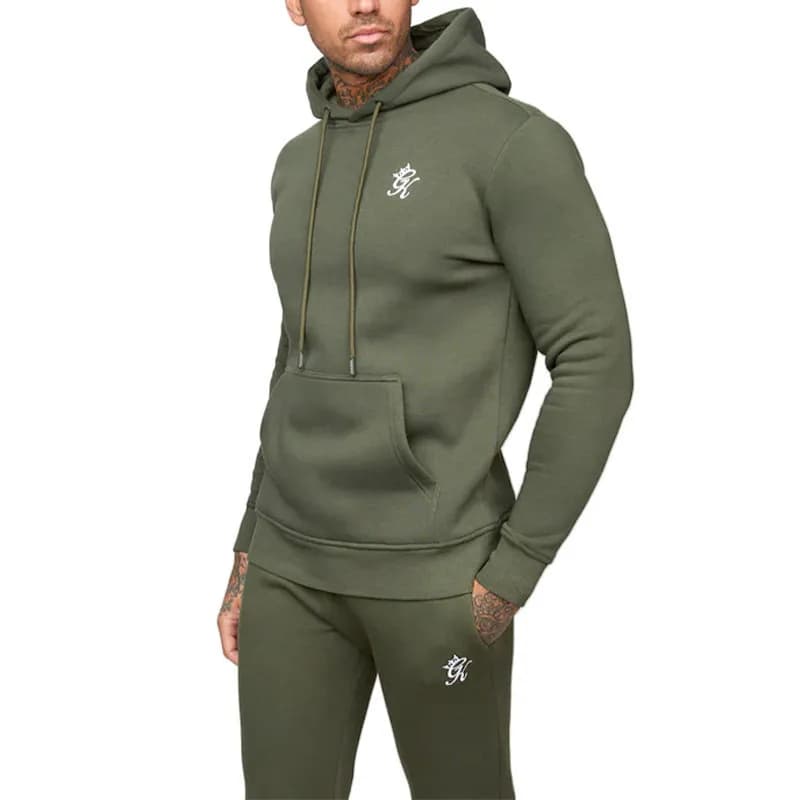 Featured product image of gym-king-mens-pullover-hoodie-khaki-embroidered-chest-logo