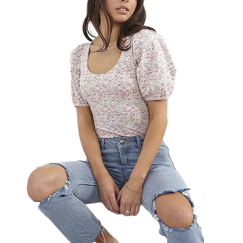 Featured product image of brave-soul-navadagrn-womens-bodysuit-ditsy-soft-top-pink-floral