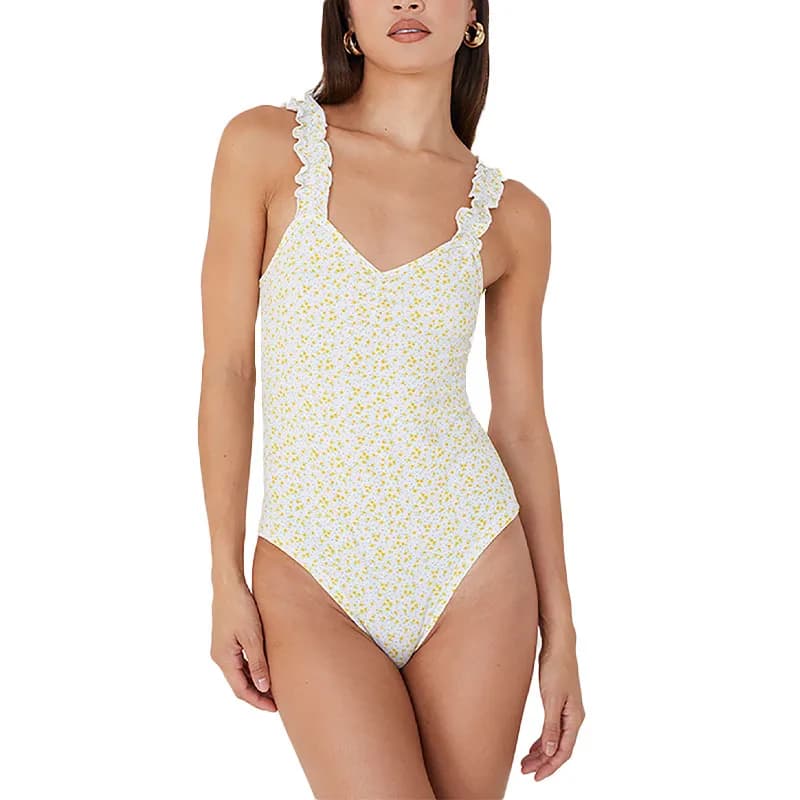 Featured product image of brave-soul-sydny-womens-bodysuit-hem-strap-body-top-yellow-floral