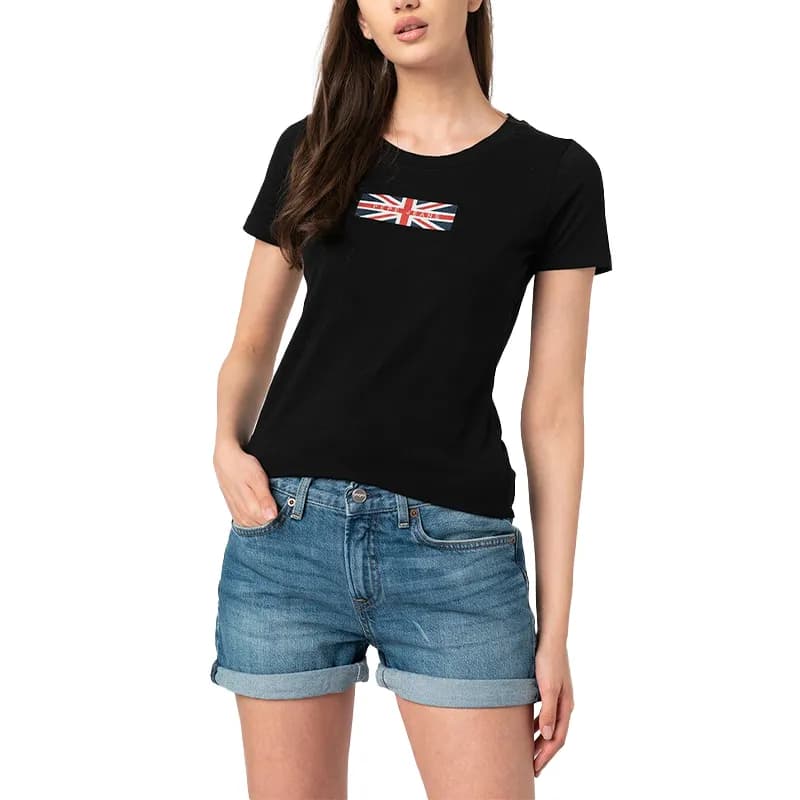 Featured product image of pepe-jeans-london-women-t-shirts-crew-neck-short-sleeve-black