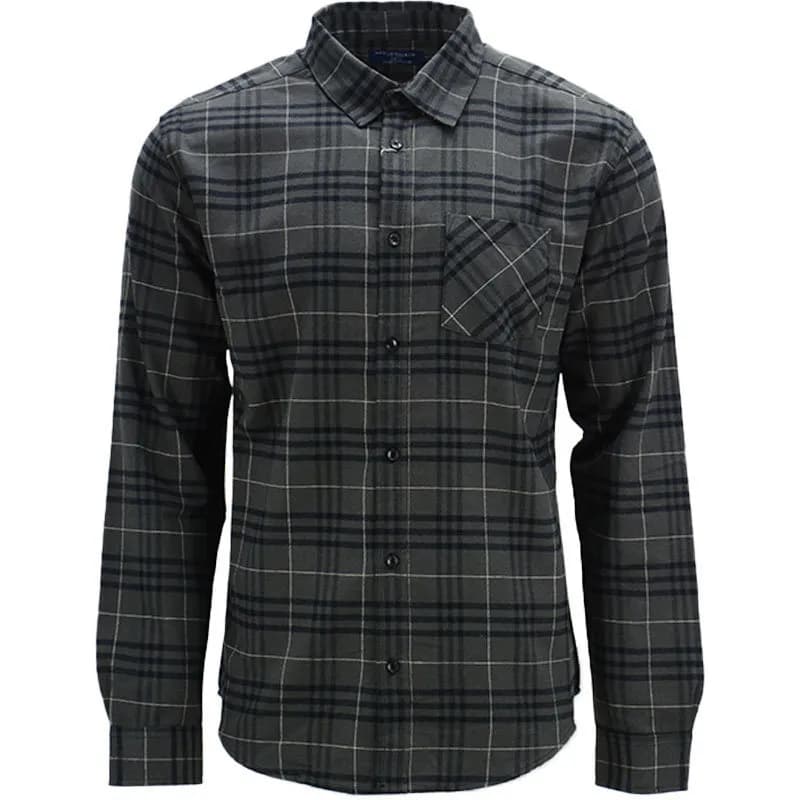 Featured product image of mens-lumberjack-shirts-long-sleeve-flannel-check-charcoal-and-black