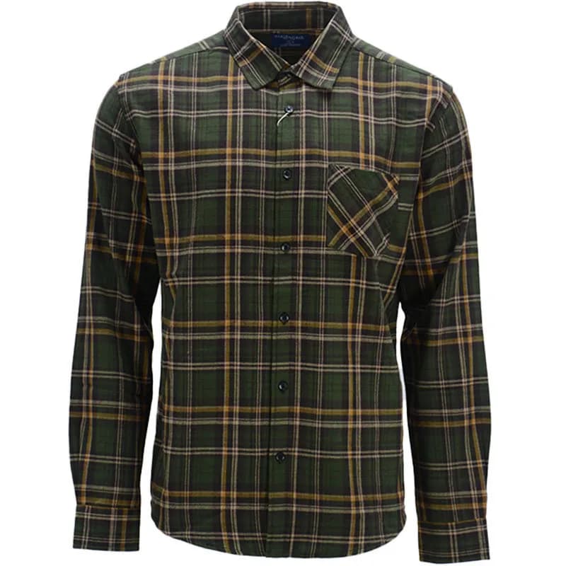 Featured product image of mens-lumberjack-shirts-long-sleeve-flannel-check-green-and-brown