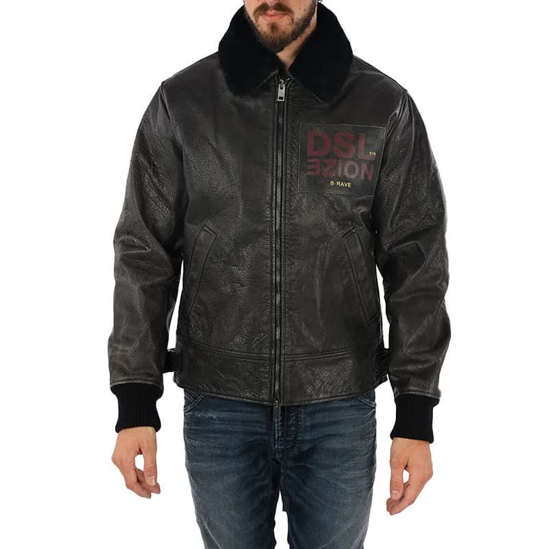 Featured product image of diesel-l-bowdre-mens-bomber-jacket-leather-padded-quilted-winter-regular-coat