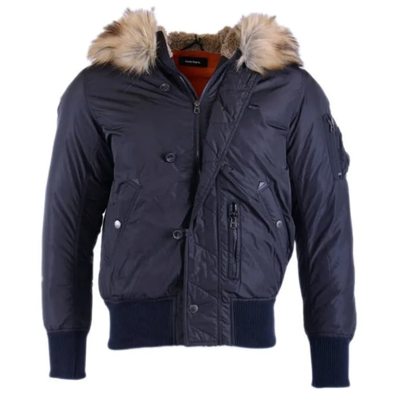 Diesel W Esk Mens Puffer Jacket Fur Hoody Padded Quilted
