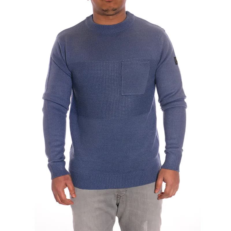 Featured product image of topman-mens-jumper-knitted-cotton-long-sleeve-blue