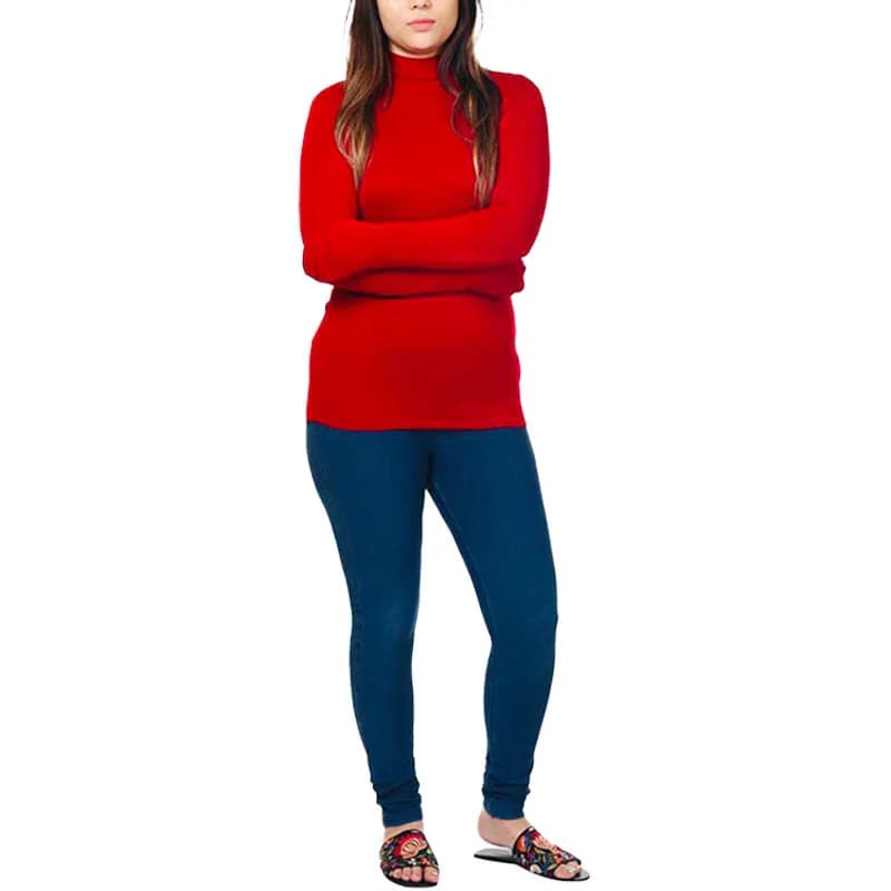 Featured product image of womens-long-sleeve-roll-high-neck-tops-ladies-t-shirt-jumper-red