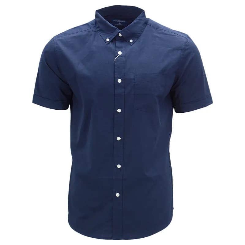 Featured product image of mens-plain-shirts-short-sleeve-lightweight-holiday-top-navy