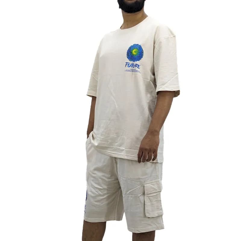 Featured product image of zara-mens-t-shirt-shorts-set-summer-oversize-co-ord-outfit-off-white
