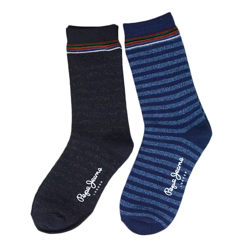 Featured product image of pepe-jeans-boys-socks-2-pairs-unisex-ankle-boots-cotton-rich-blackblue