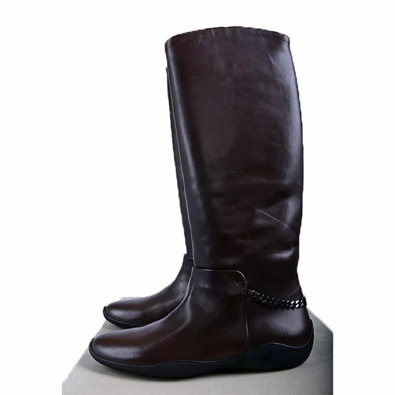 Featured product image of armani-collezioni-xad596-womens-leather-boots-over-the-knee-high-flat-shoes