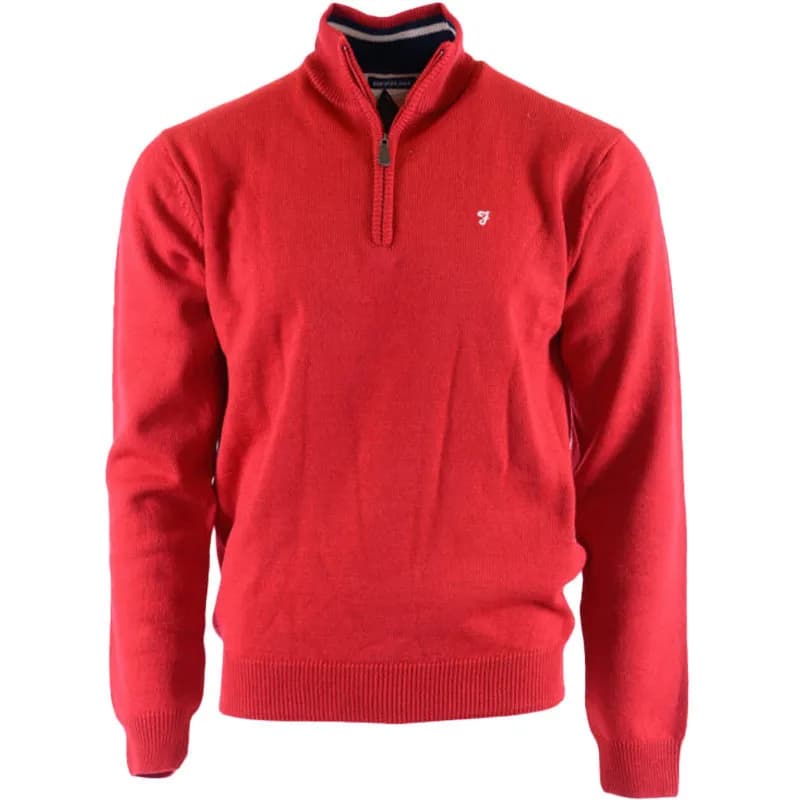 Featured product image of farah-mens-winter-jumper-cotton-high-neck-sweat-shirt-zipped-red
