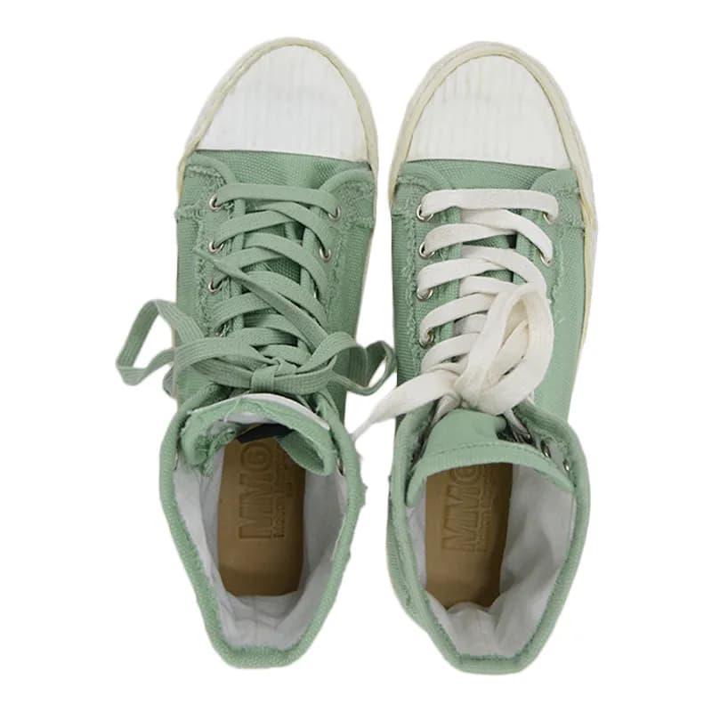 Featured product image of maison-margiela-womens-high-top-trainers-lace-up-sneakers-green