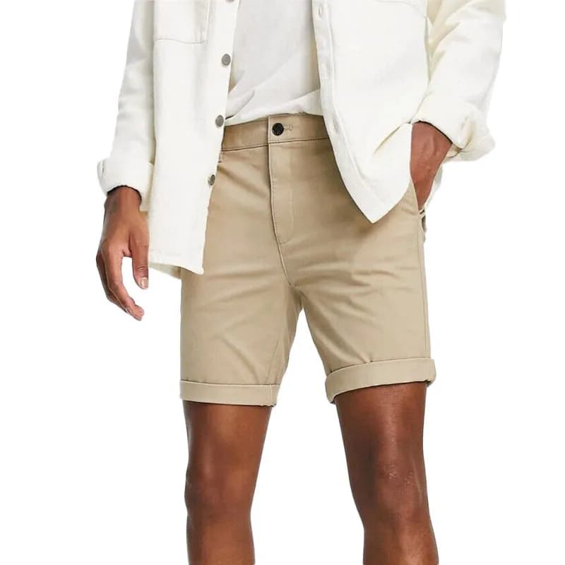 Featured product image of topman-mens-slim-chino-shorts-casual-knee-summer-pant-beige