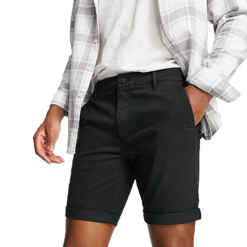 Featured product image of topman-mens-slim-chino-shorts-casual-knee-summer-pant-black