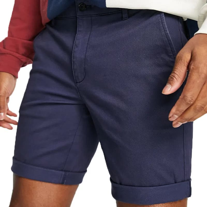 Featured product image of topman-mens-slim-chino-shorts-casual-knee-summer-pant-navy