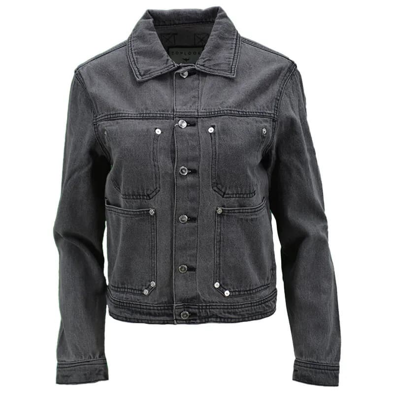 Featured product image of top-look-womens-denim-jacket-regular-fit-dark-grey