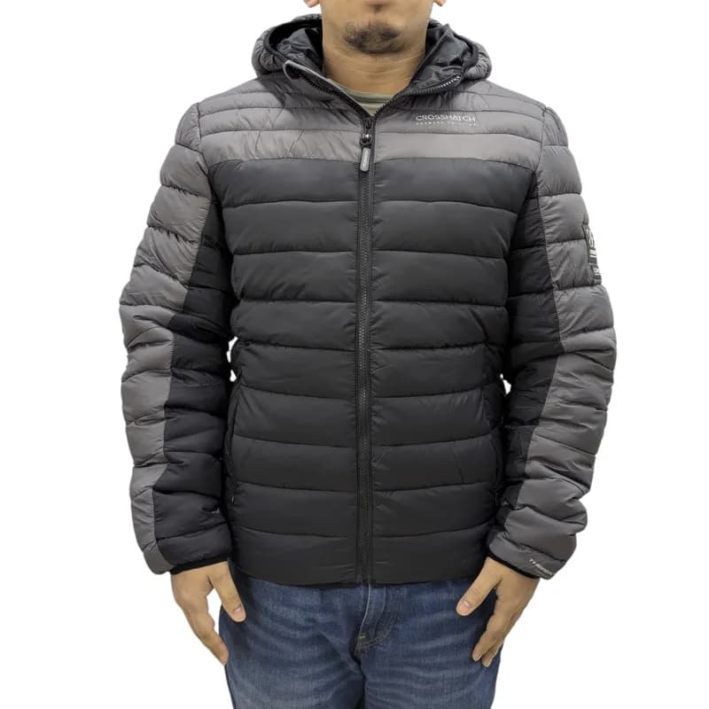 Featured product image of crosshatch-mens-puffer-jacket-lightweight-winter-quilted-padded-full-zip-black