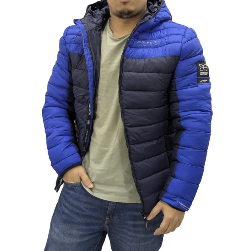 Featured product image of crosshatch-mens-puffer-jacket-lightweight-winter-quilted-padded-full-zip-blue
