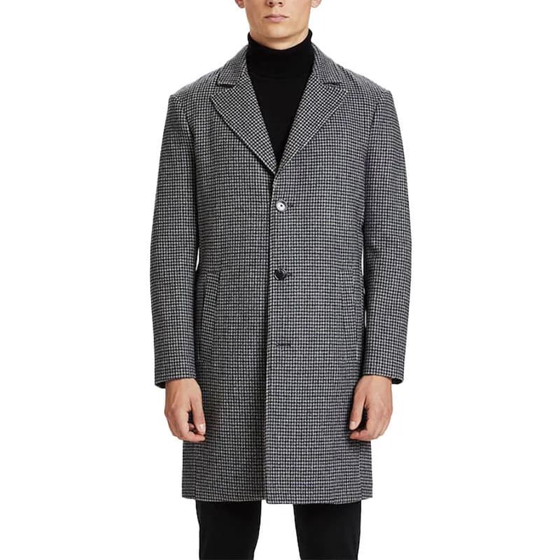 Featured product image of tom-tailor-mens-trench-over-coat-wool-winter-long-jacket-black-and-grey