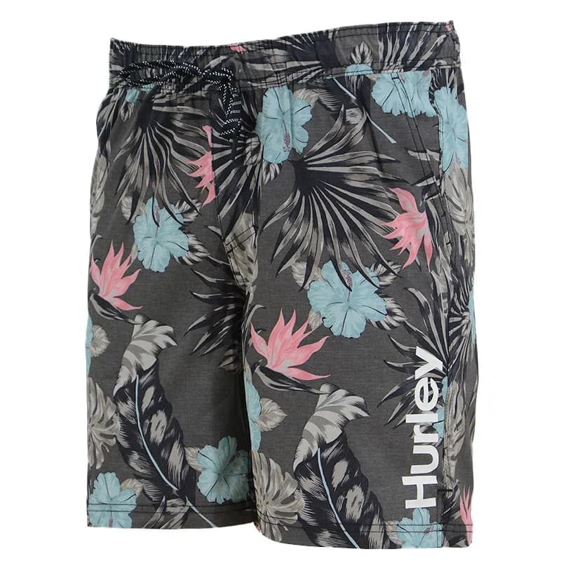 Featured product image of hurley-mens-swimming-board-swim-shorts-stretch-trunks-grey-flower