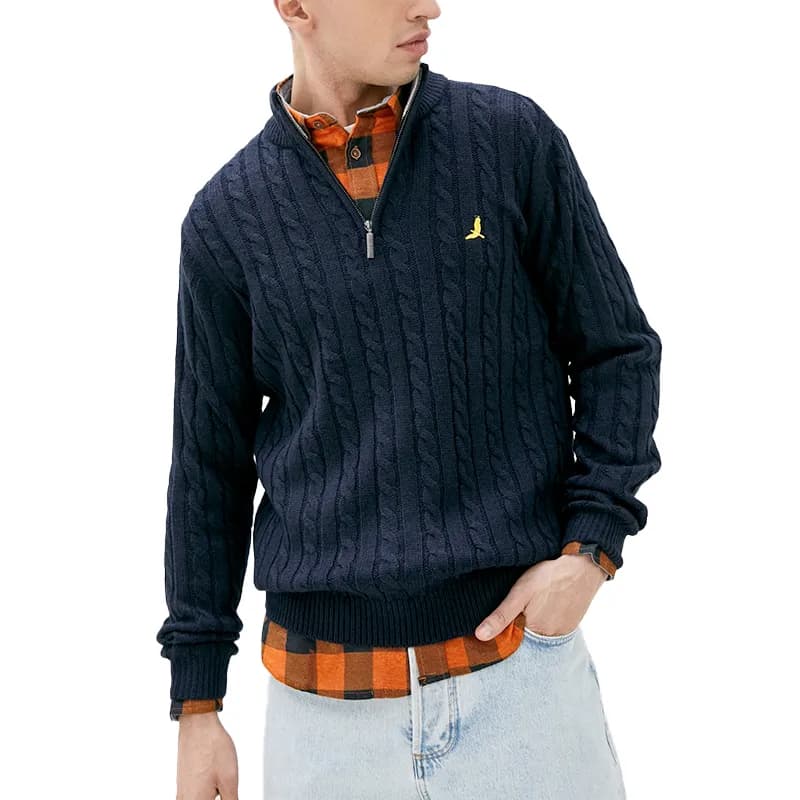 Featured product image of brave-soul-mens-cable-knit-cardigan-regular-fit-navy