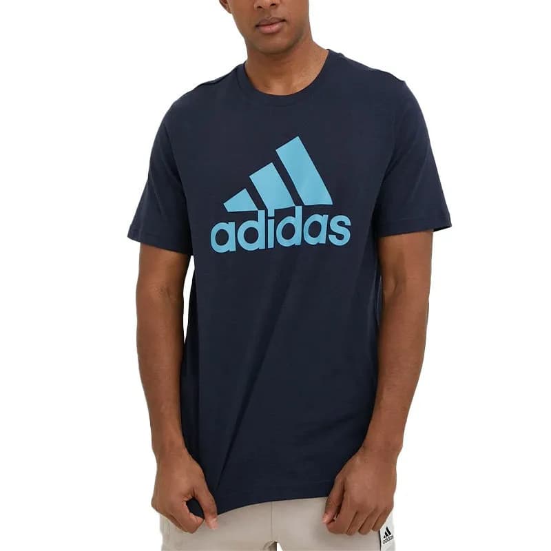 Featured product image of adidas-mens-t-shirts-summer-printed-crew-neck-cotton-navysky-blue