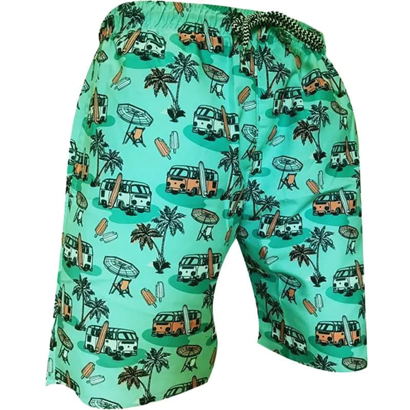 Featured product image of mens-shorts-surf-swim-trunks-summer-beachwear-till-green-bus