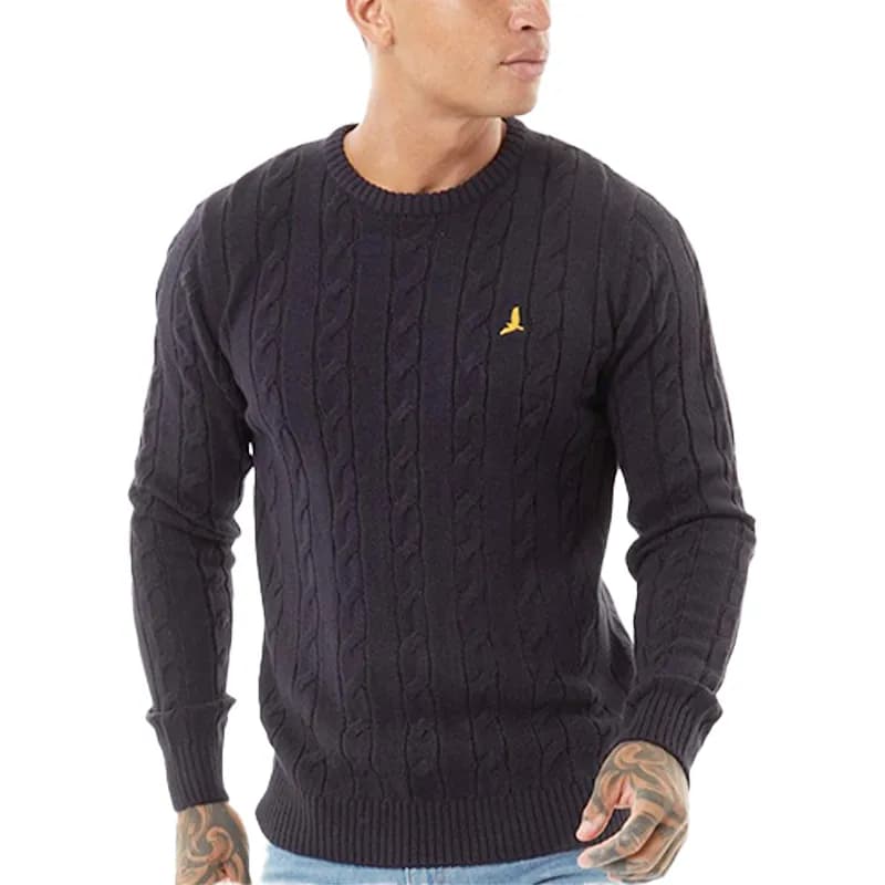 Featured product image of brave-soul-mens-pullover-jumper-knitted-top-navy
