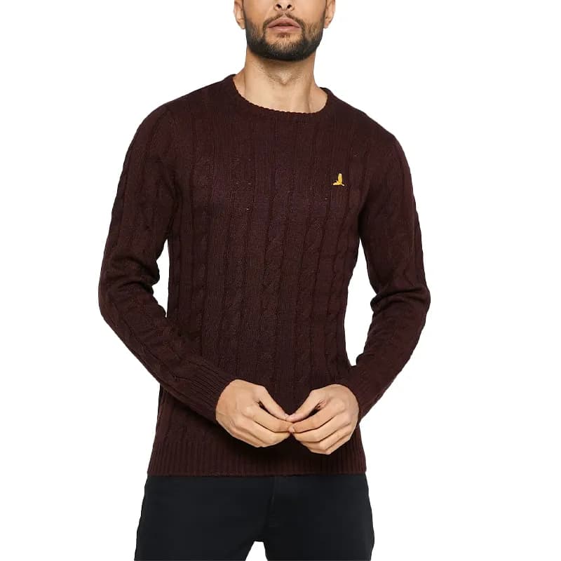 Featured product image of brave-soul-mens-pullover-jumper-knitted-top-maroon