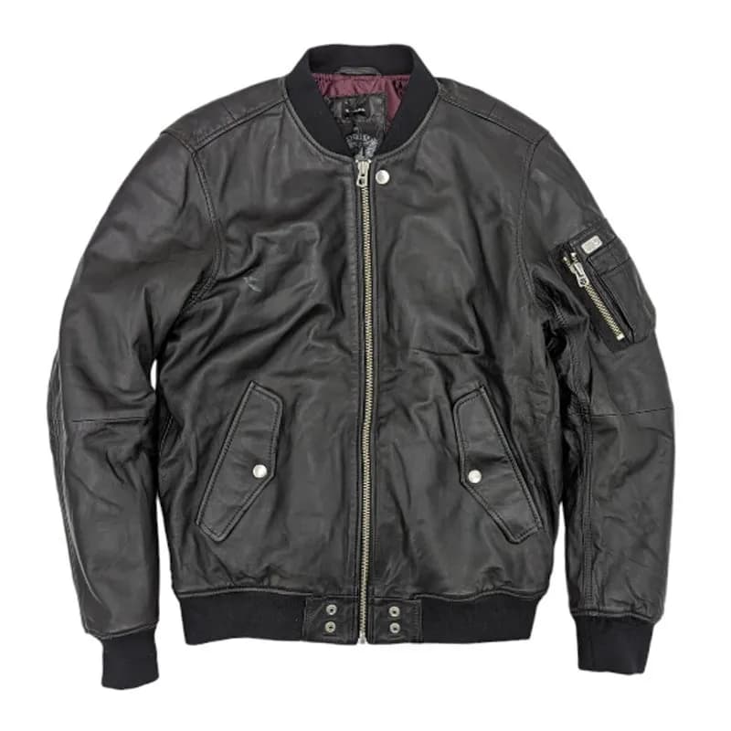 Featured product image of diesel-mens-bomber-jackets-padded-outwear-black-warm-leather-coat