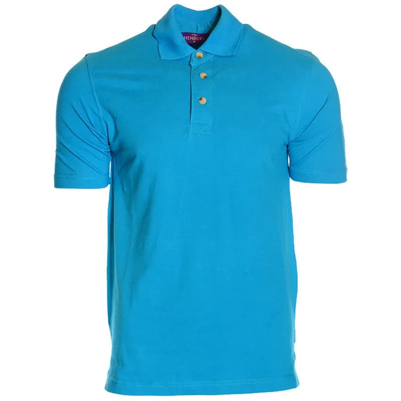 Featured product image of henbury-mens-polo-t-shirt-gents-summer-golf-tee-cotton-button-up-casual-t-shirt