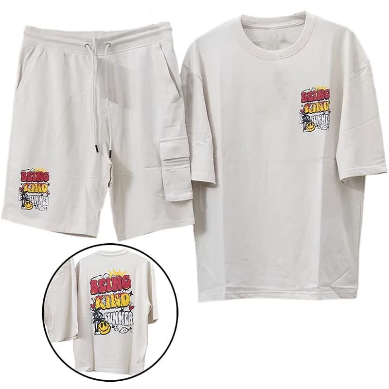 Featured product image of zara-mens-outfit-2-piece-set-t-shirts-and-shorts-set-off-white