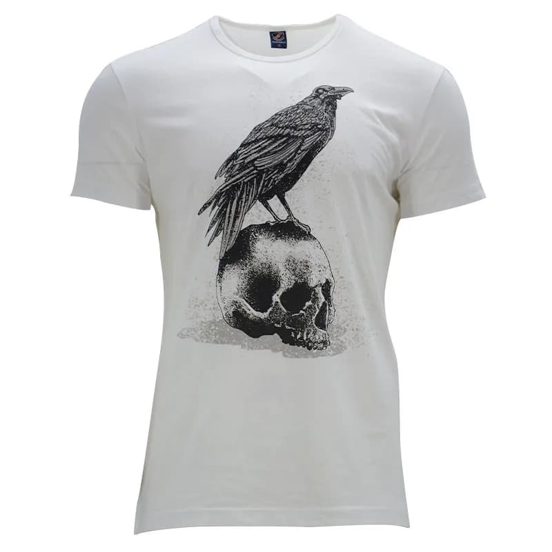 Featured product image of mens-t-shirts-short-sleeve-summer-tee-skull-bird-white