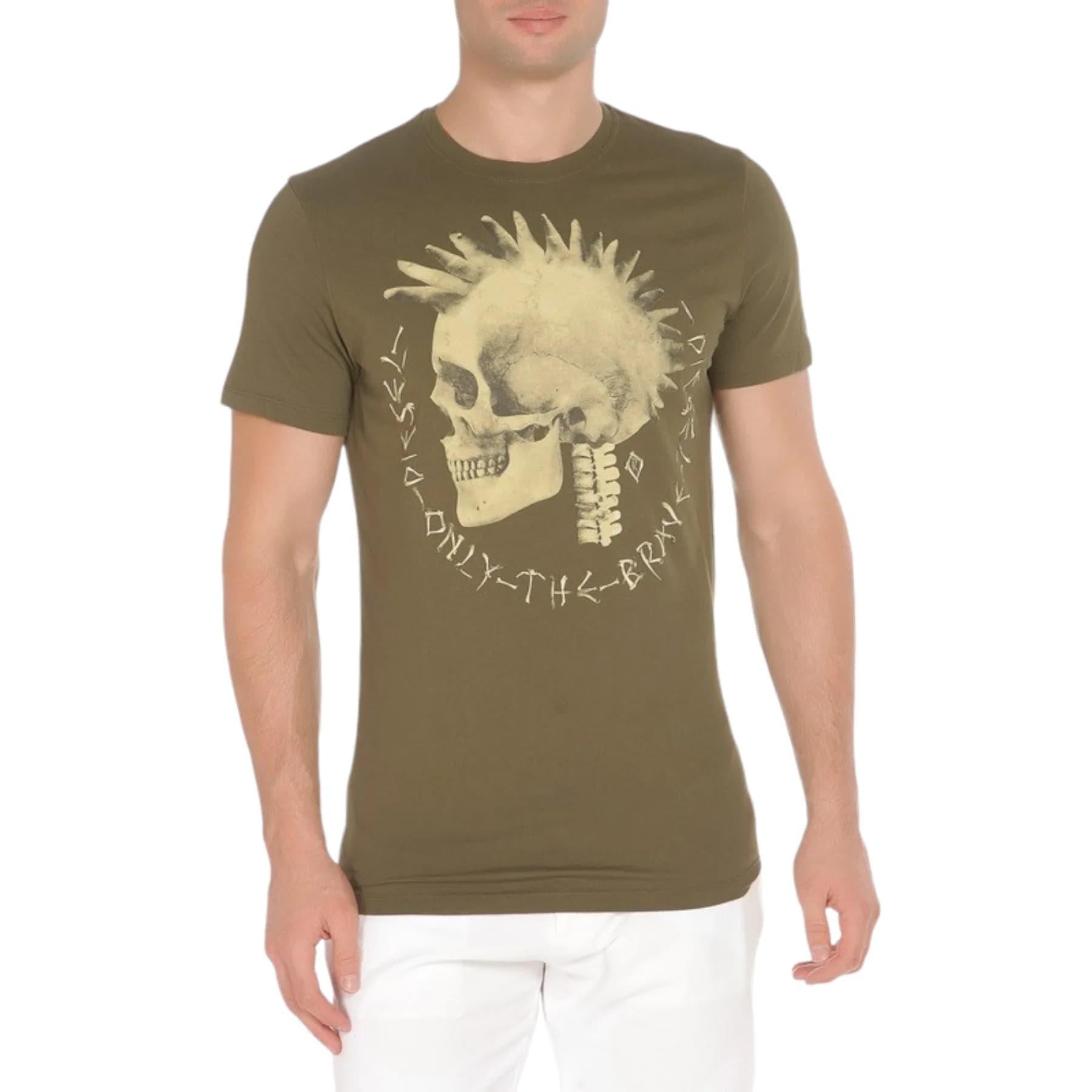 Diesel T-Feddo men's t-shirt front view in olive cotton