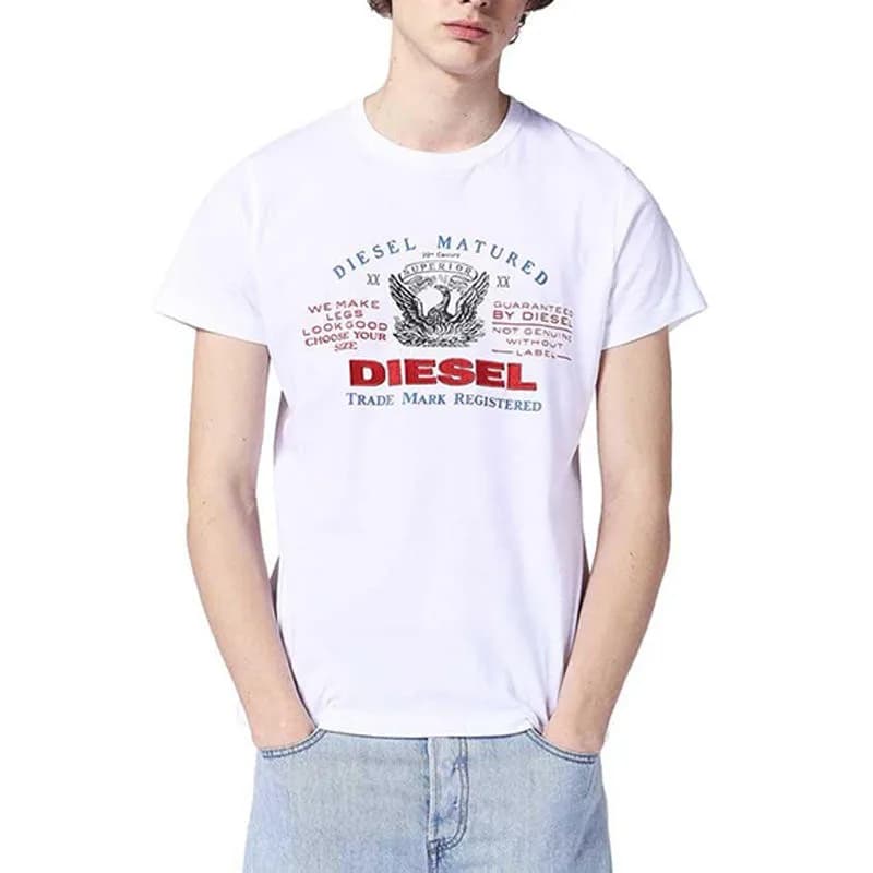 Diesel Logys Hemd men's cotton t-shirt with embroidered chest logo, front view